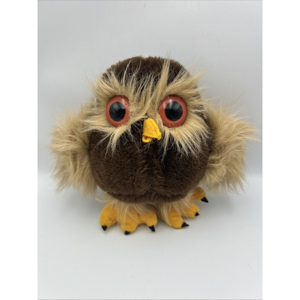 Vintage 80s Owl Plush Woodland Storybook Whimsical Quirky Nature Dakin Oogly Eye